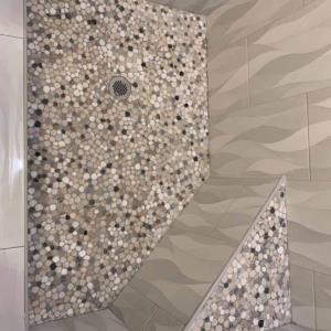 Aerial View of a Pebbled Shower
